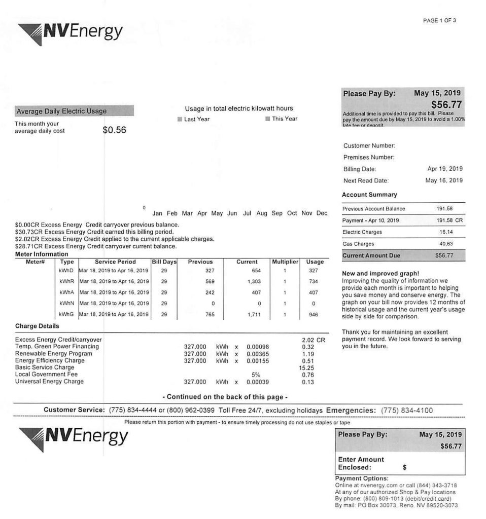 Nv Energy Bill Template